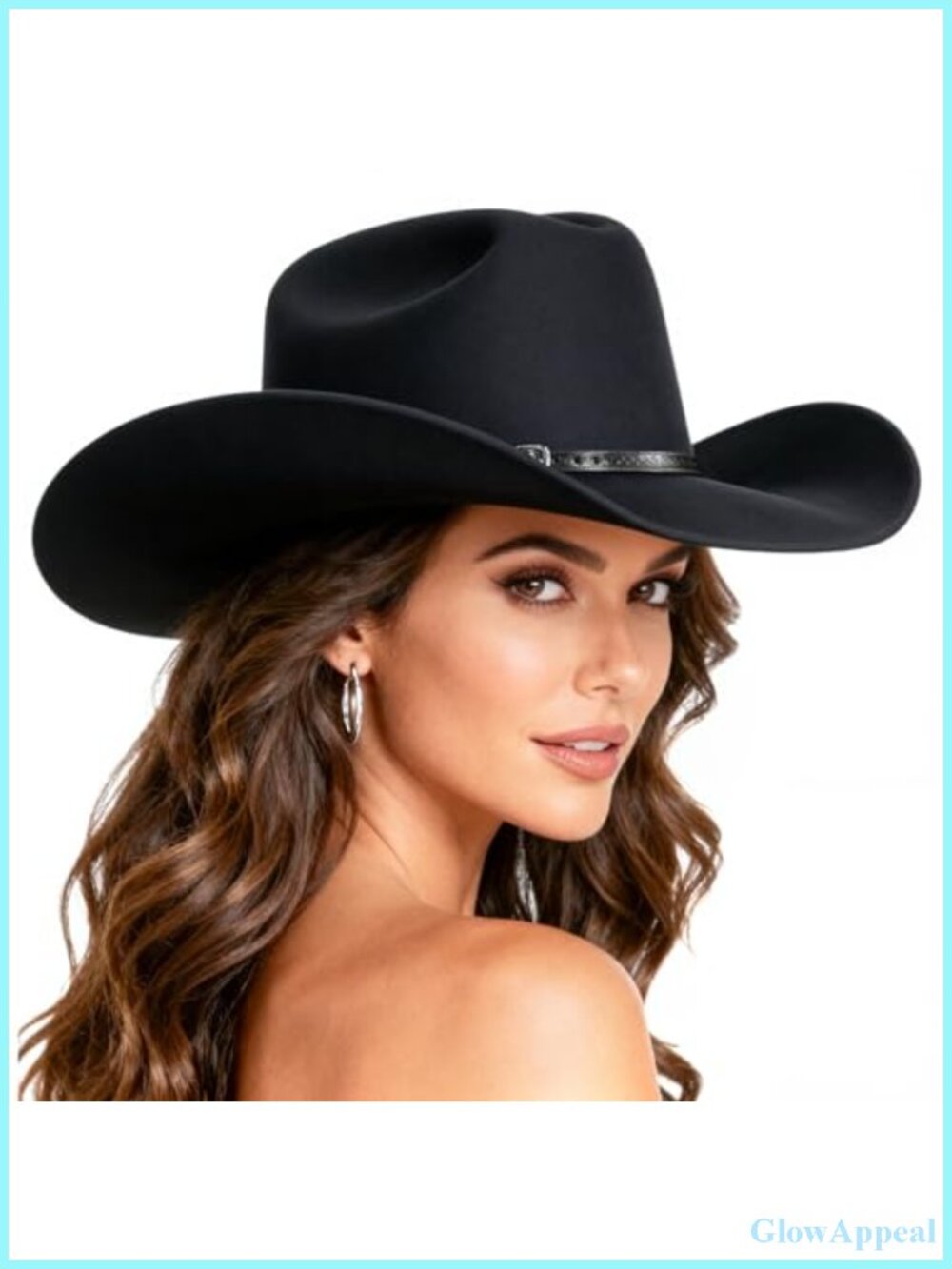 Western Cowboy Hat for Women Wide Brim Felt Hat with 2 Decorative Bands Cowgirl